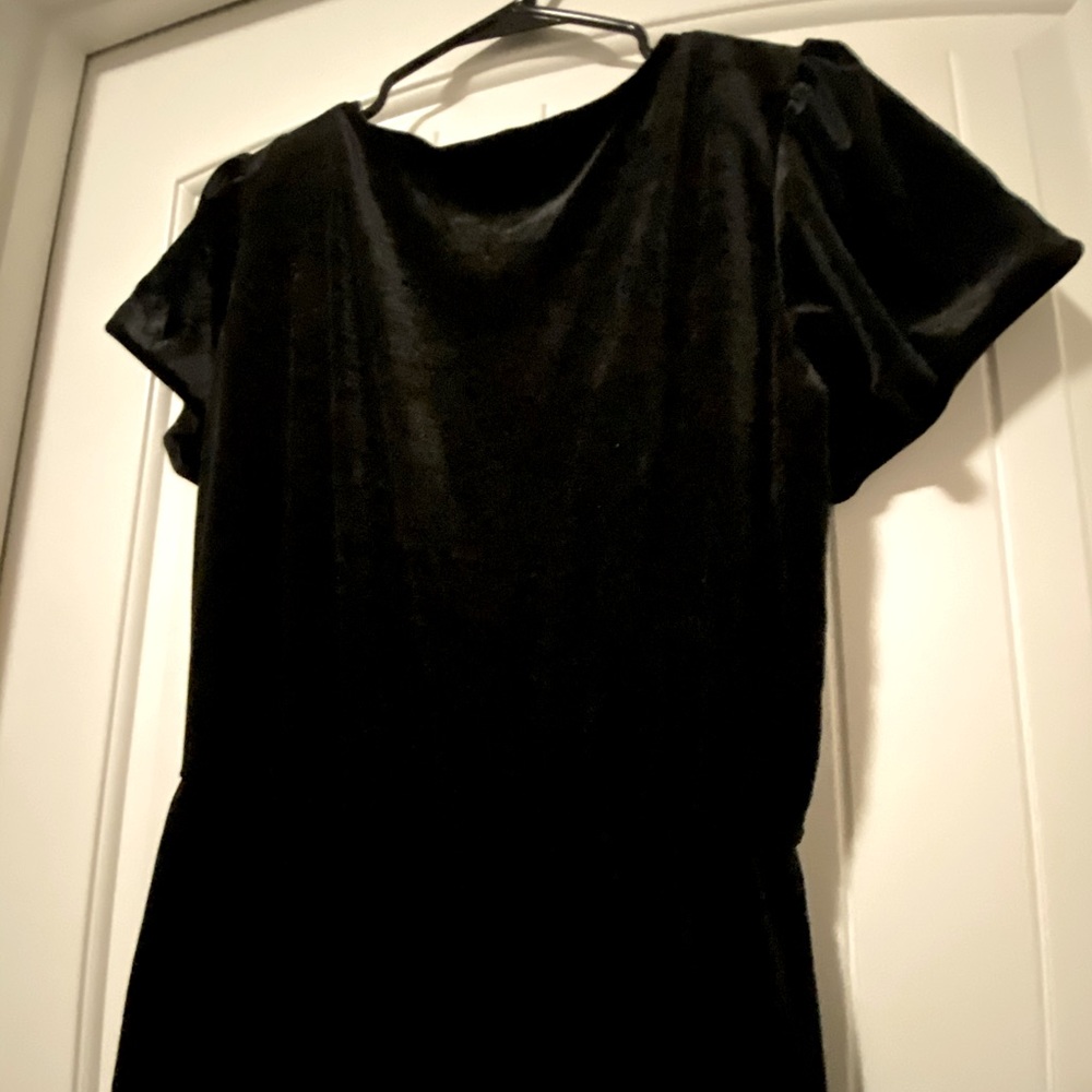 Black, velvet soft V-neck dress